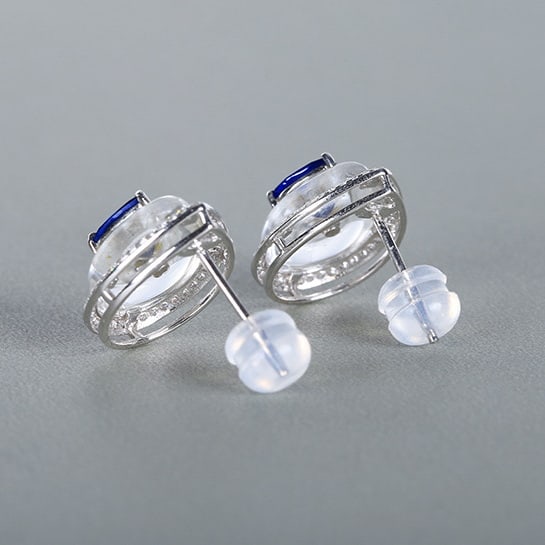 14k Gold 1.69 Ctw Natural Sapphire & Diamond Earrings - 4