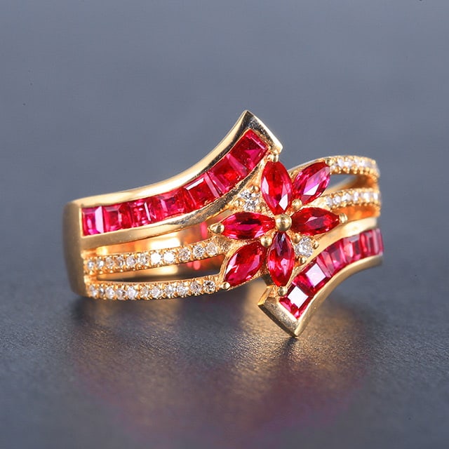 14k Gold 1.81 Ctw Natural Ruby & Diamond Ring - 3