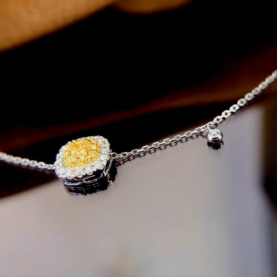 14k Gold 0.30 Ctw Natural Yellow Diamond & Diamond Bracelet - 2