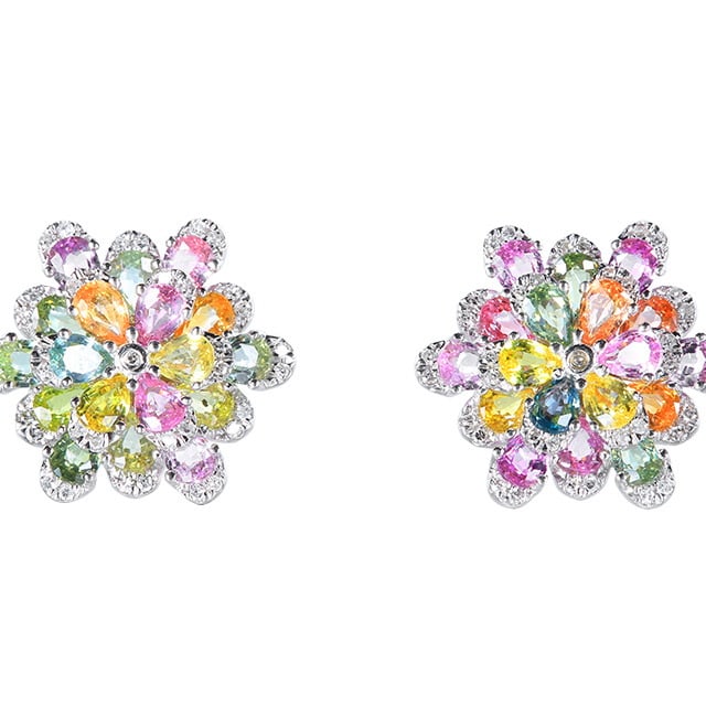 14k Gold 4.78 Ctw Natural Sapphire & Chrysoberyl & Diamond Earrings - 5
