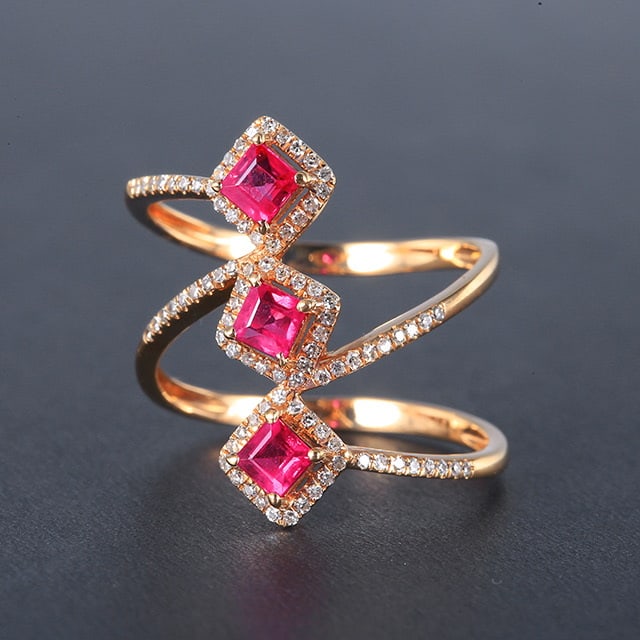 14k Gold 1.38 Ctw Natural Ruby & Diamond Ring - 2