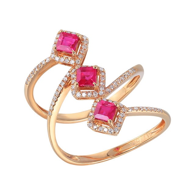 14k Gold 1.38 Ctw Natural Ruby & Diamond Ring - 5