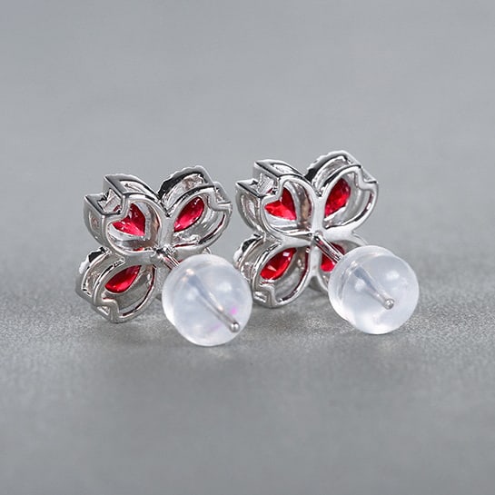 14k Gold 1.62 Ctw Natural Ruby & Diamond Earrings - 4