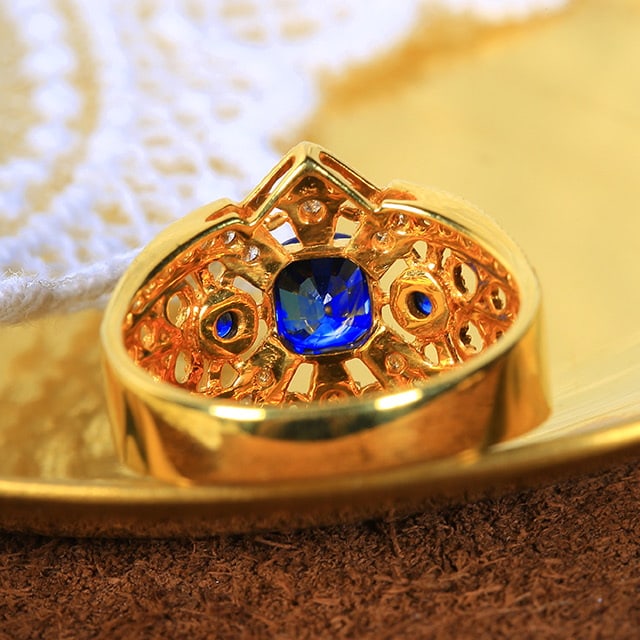 14k Gold 1.50 Ctw Natural Sapphire & Diamond Ring - 4