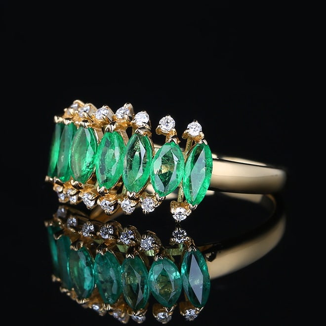 14k Gold 1.44 Ctw Natural Emerald & Diamond Ring - 2