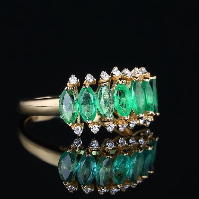 14k Gold 1.44 Ctw Natural Emerald & Diamond Ring - 3