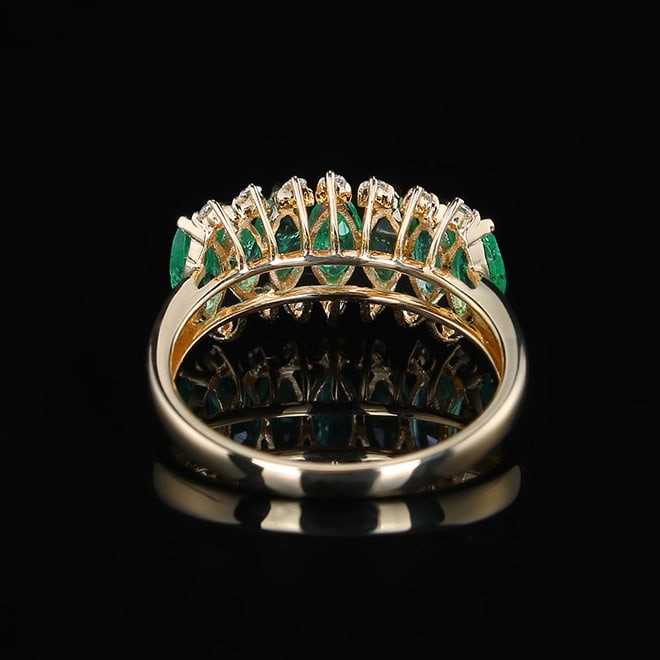 14k Gold 1.44 Ctw Natural Emerald & Diamond Ring - 4