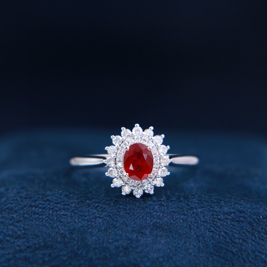 14k Gold 0.74 Ctw Natural Ruby & Diamond Ring: Ref:230978110 // gold content:14k gold // ring size:7. 25us // // main gemstone:ruby // shape:oval // carat weight:0. 5ct // color:pigeonblood red // treatment:natural // // adjacent gemstone 2 :