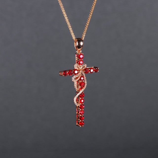 14k Gold 1.29 Ctw Natural Ruby & Diamond Pendant( Without Chain ) - 2