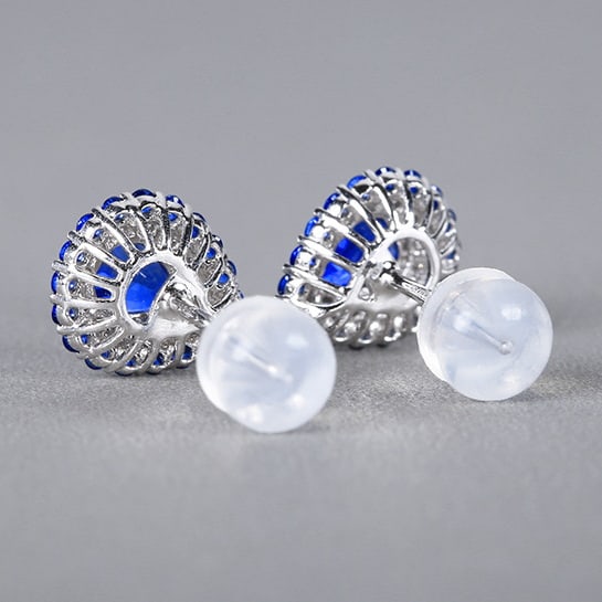 14k Gold 1.65 Ctw Natural Sapphire & Diamond Earrings - 3