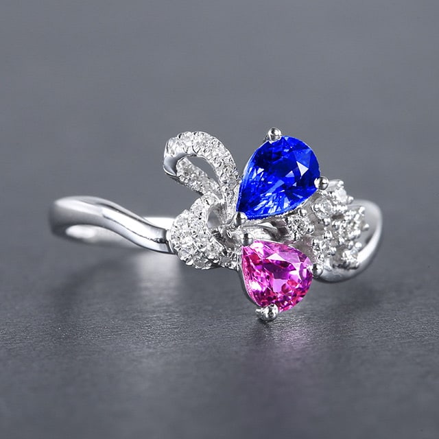 14k Gold 0.96 Ctw Natural Sapphire & Diamond Ring - 3