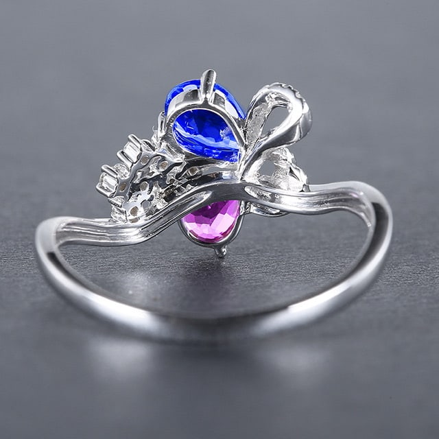 14k Gold 0.96 Ctw Natural Sapphire & Diamond Ring - 4