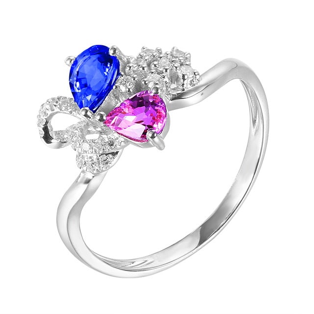 14k Gold 0.96 Ctw Natural Sapphire & Diamond Ring - 5