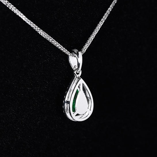 14k Gold 0.56 Ctw Natural Emerald & Diamond Pendant( Without Chain ) - 3
