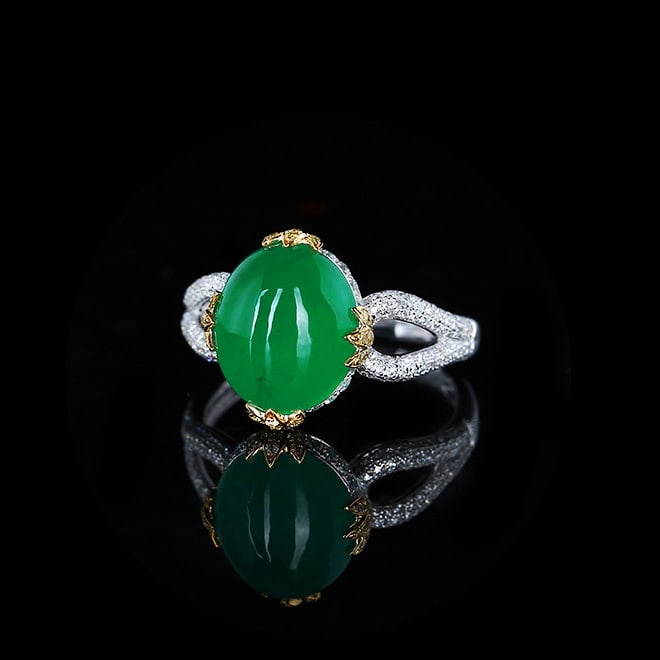 14k Gold 5.53 Ctw Vivid Green Natural Emerald & Diamond Ring - 2