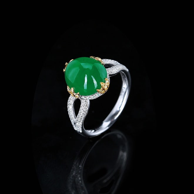 14k Gold 5.53 Ctw Vivid Green Natural Emerald & Diamond Ring - 5