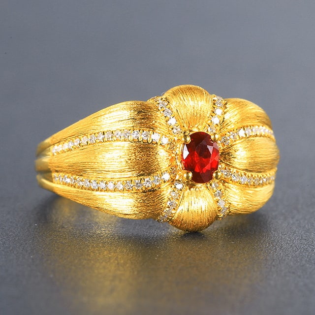14k Gold 0.58 Ctw Natural Ruby & Diamond Ring - 3