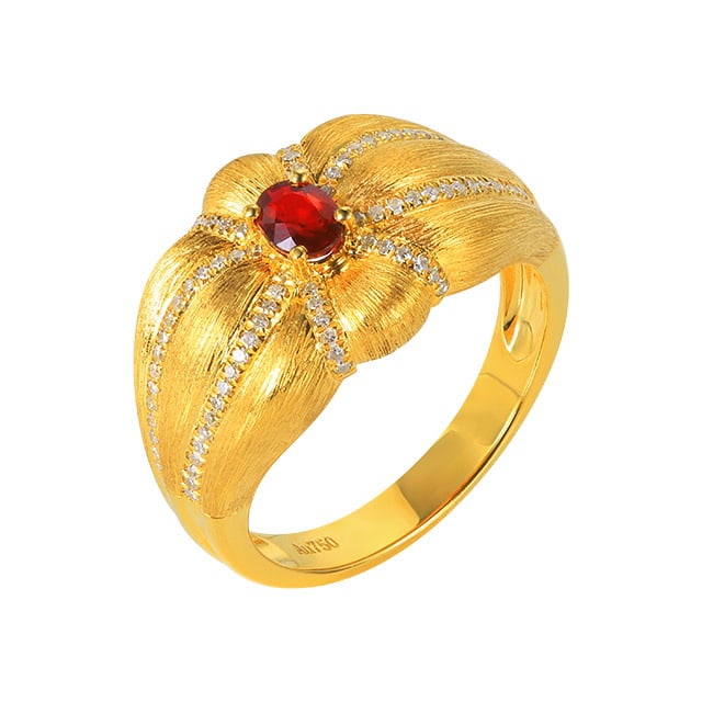 14k Gold 0.58 Ctw Natural Ruby & Diamond Ring - 5