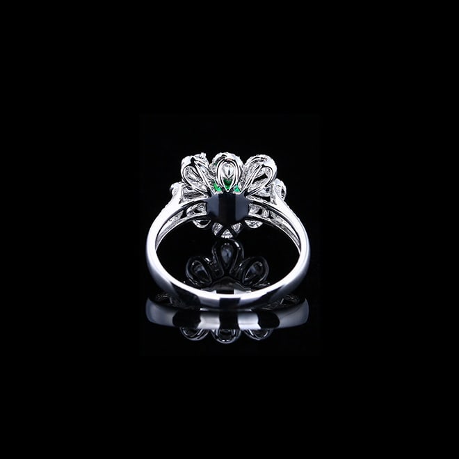 14k Gold 0.50 Ctw Natural Emerald & Diamond Ring - 3