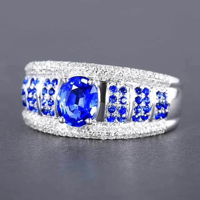 14k Gold 1.33 Ctw Natural Sapphire & Diamond Ring - 3