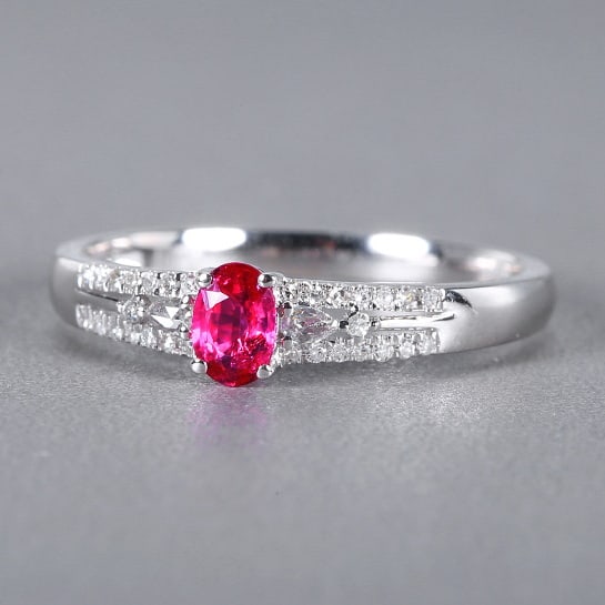 14k Gold 0.44 Ctw Natural Ruby & Diamond Ring - 2