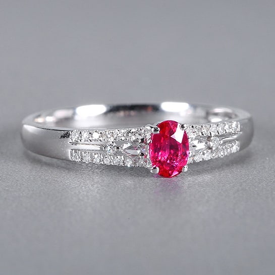14k Gold 0.44 Ctw Natural Ruby & Diamond Ring - 3