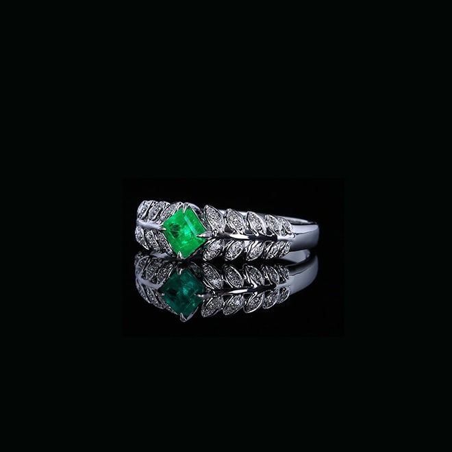14k Gold 0.47 Ctw Natural Emerald & Diamond Ring - 2