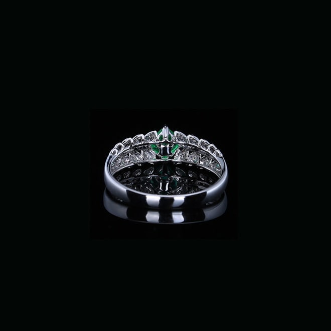 14k Gold 0.47 Ctw Natural Emerald & Diamond Ring - 4