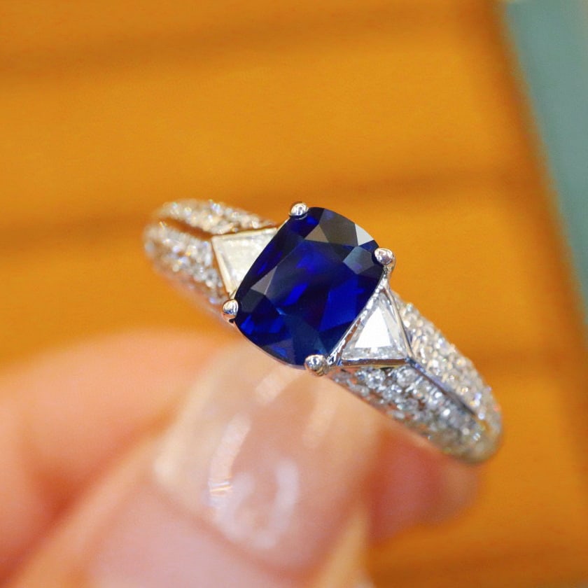 14k Gold 1.73 Ctw Natural Sapphire & Diamond Ring - 2