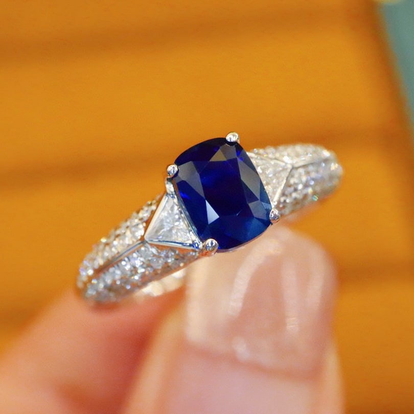 14k Gold 1.73 Ctw Natural Sapphire & Diamond Ring - 3