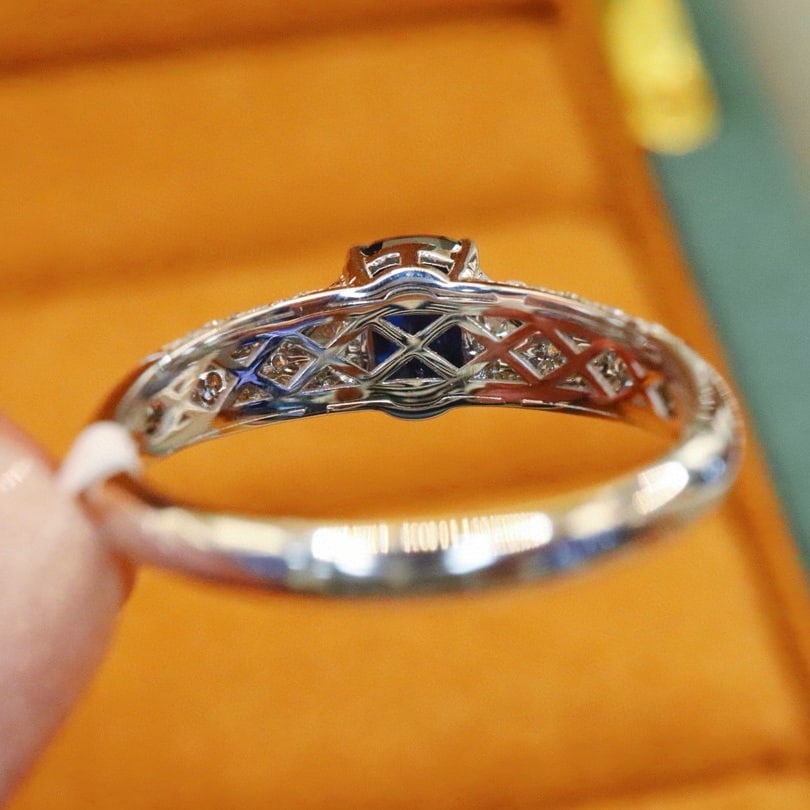 14k Gold 1.73 Ctw Natural Sapphire & Diamond Ring - 4