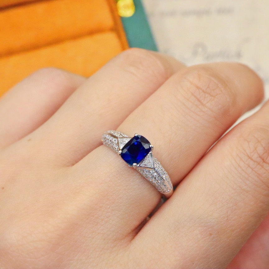 14k Gold 1.73 Ctw Natural Sapphire & Diamond Ring - 5
