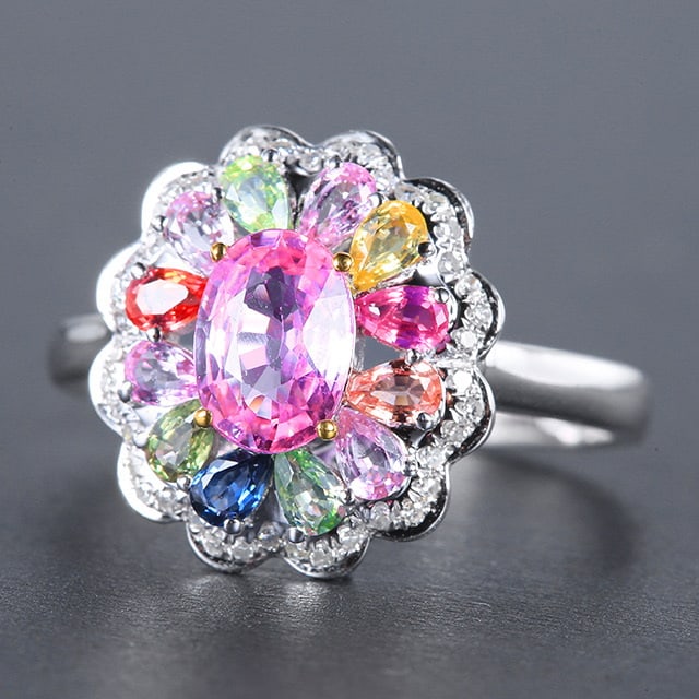 14k Gold 2.07 Ctw Natural Sapphire & Diamond Ring - 2