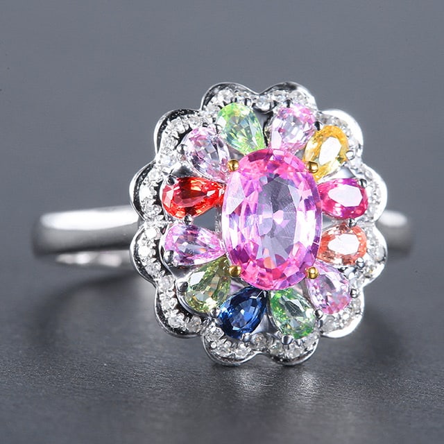 14k Gold 2.07 Ctw Natural Sapphire & Diamond Ring - 3