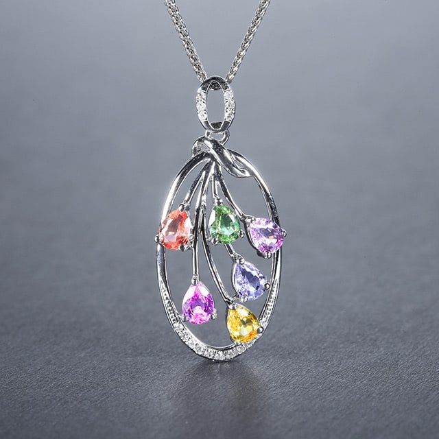 14k Gold 1.25 Ctw Natural Sapphire & Chrysoberyl & Diamond Pendant( Without Chain ): Ref:230978165 // gold content:14k gold // main gemstone:sapphire & chrysoberyl // shape:pear // carat weight:1. 2ct // color:color // treatment:natural // // adjacent gemstone 2 : diamond // number