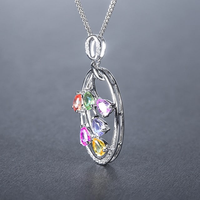14k Gold 1.25 Ctw Natural Sapphire & Chrysoberyl & Diamond Pendant( Without Chain ) - 2