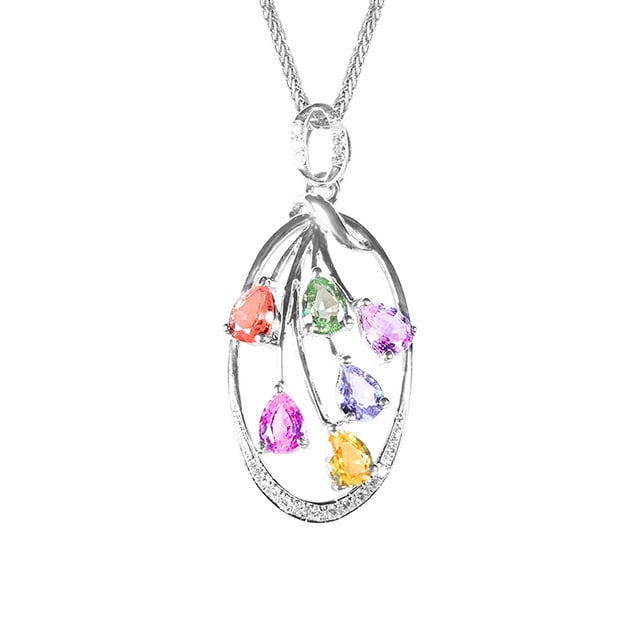 14k Gold 1.25 Ctw Natural Sapphire & Chrysoberyl & Diamond Pendant( Without Chain ) - 5