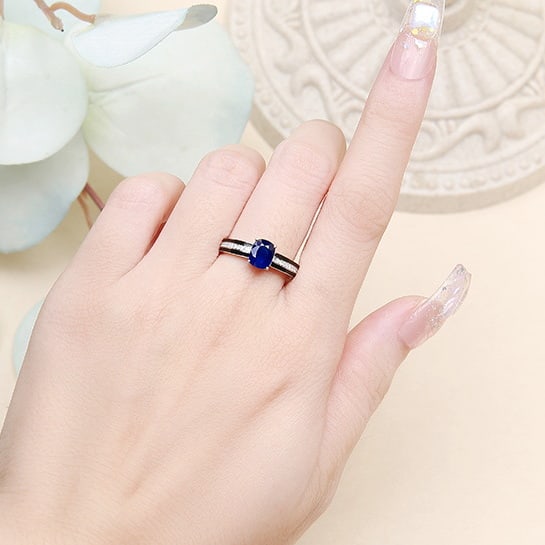 14k Gold 1.25 Ctw Natural Sapphire & Diamond Ring - 5