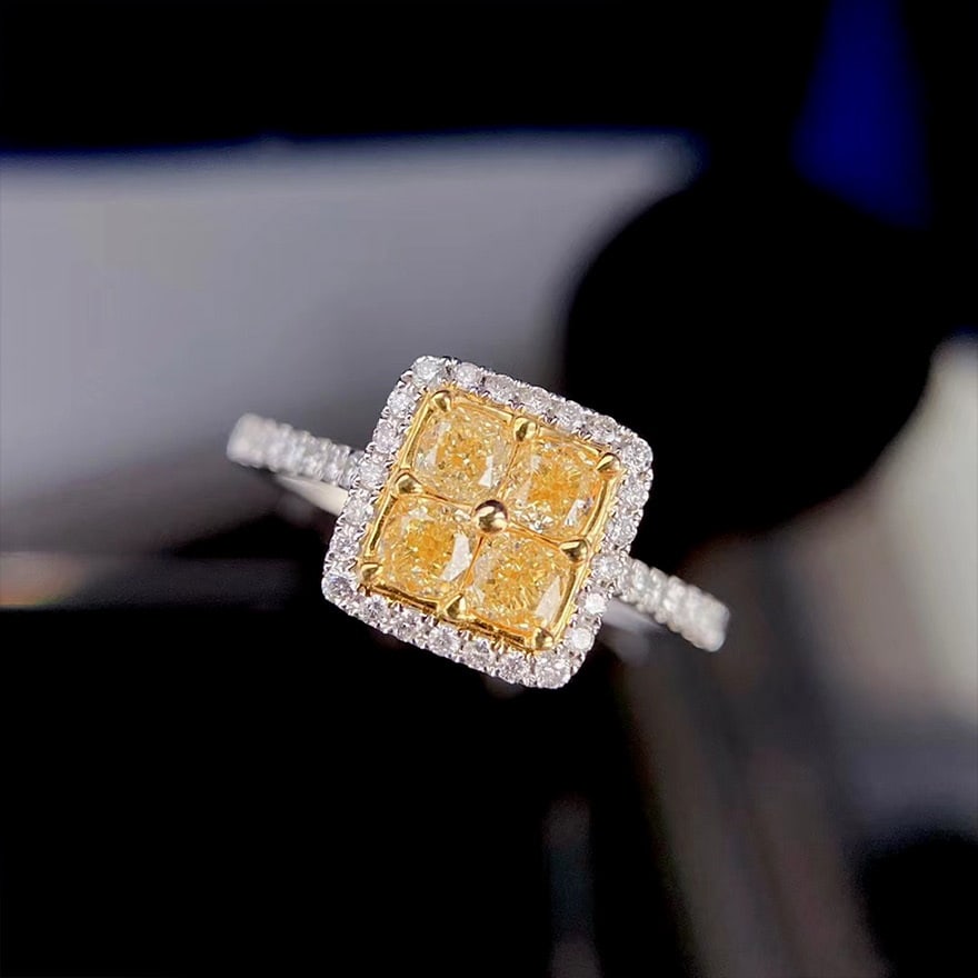 14k Gold 0.85 Ct Natural Color Diamond Ring: Ref:230978178 // gold content:14k gold // ring size:7. 25us // // main gemstone:diamond // shape:multiply // carat weight:0. 85ct // clarity grade:vs-si // color:color // treatment:natural // High Est