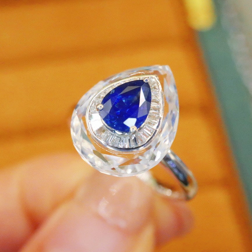14k Gold 1.00 Ctw Natural Sapphire & Diamond Ring - 2