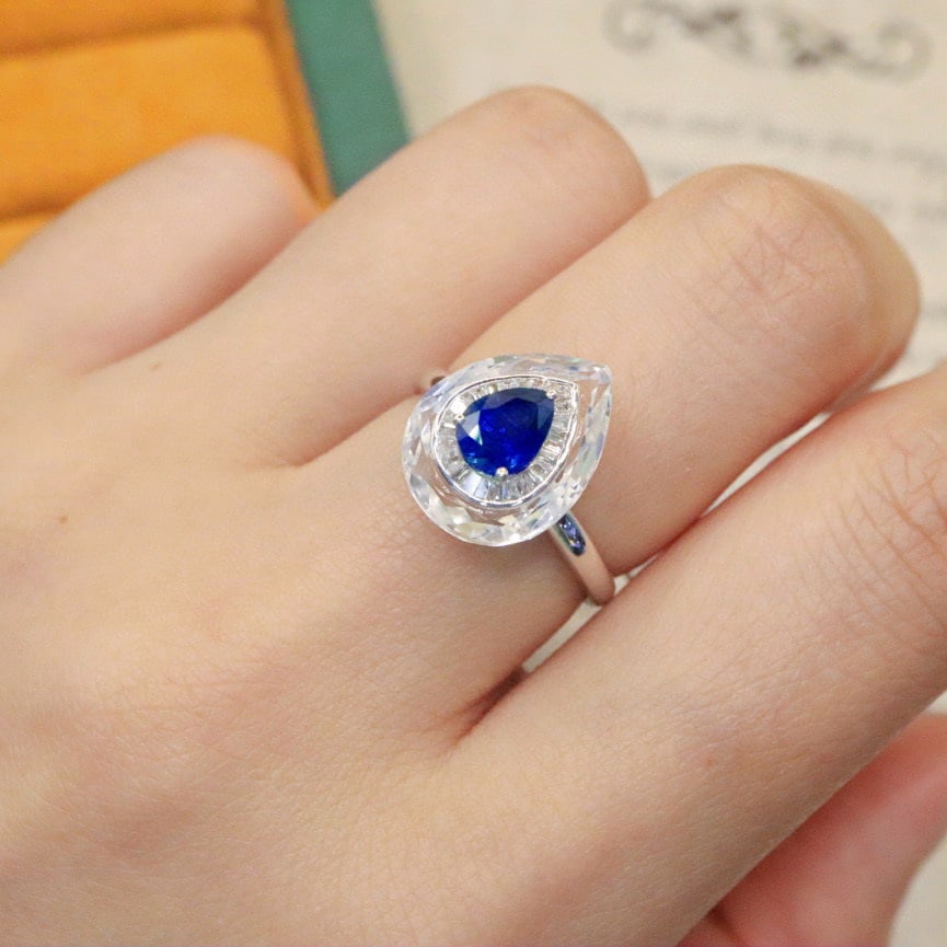 14k Gold 1.00 Ctw Natural Sapphire & Diamond Ring - 5
