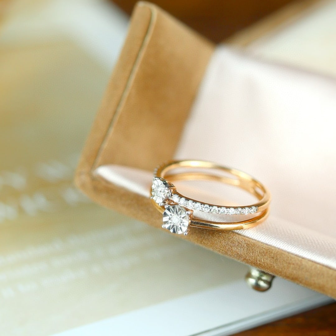 14k Gold 0.10 Ct Natural H Diamond Ring - 3