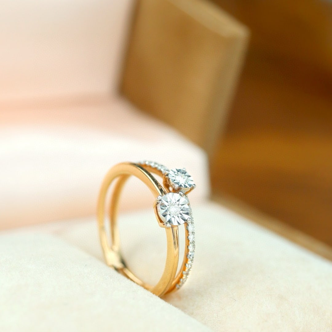 14k Gold 0.10 Ct Natural H Diamond Ring - 6