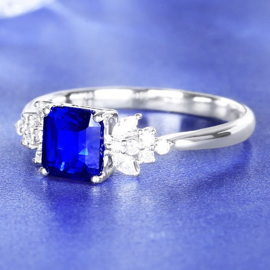 14k Gold 1.20 Ctw Natural Sapphire & Diamond Ring - 2