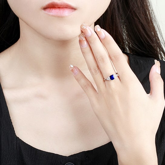 14k Gold 1.20 Ctw Natural Sapphire & Diamond Ring - 6