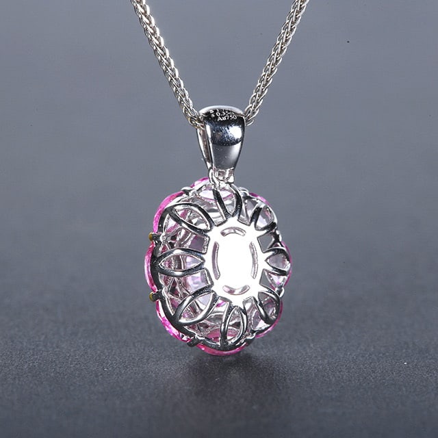 14k Gold 2.14 Ctw Natural Padparadscha Sapphire & Sapphire Pendant( Without Chain ) - 3