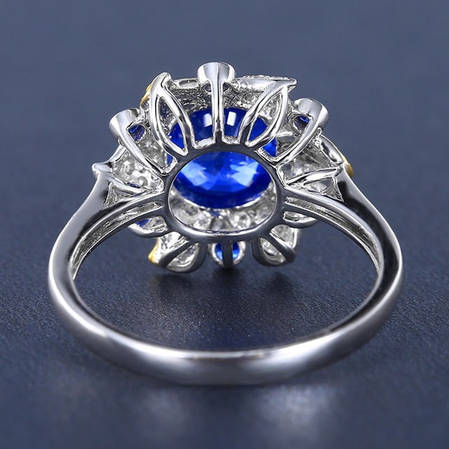 14k Gold 2.51 Ctw Natural Sapphire & Diamond Ring - 4