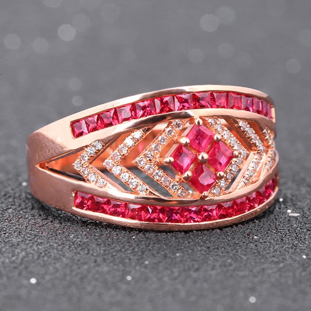 14k Gold 1.12 Ctw Natural Ruby & Diamond Ring - 2