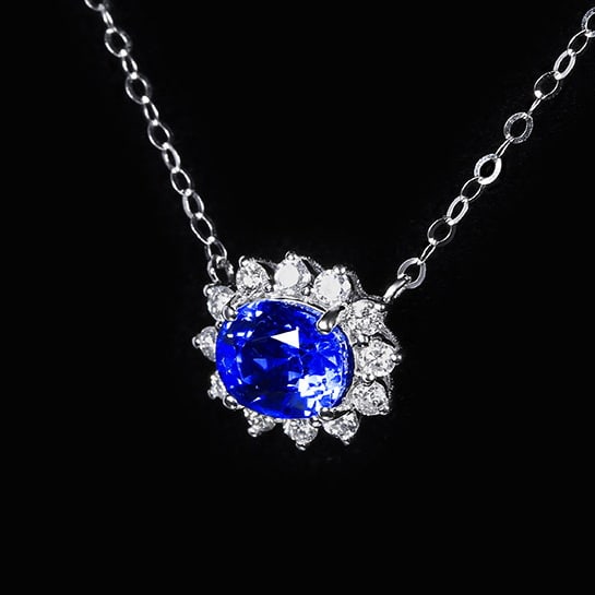 14k Gold 1.22 Ct Natural Sapphire & Diamond Necklace - 2