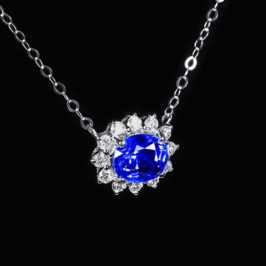 14k Gold 1.22 Ct Natural Sapphire & Diamond Necklace - 3